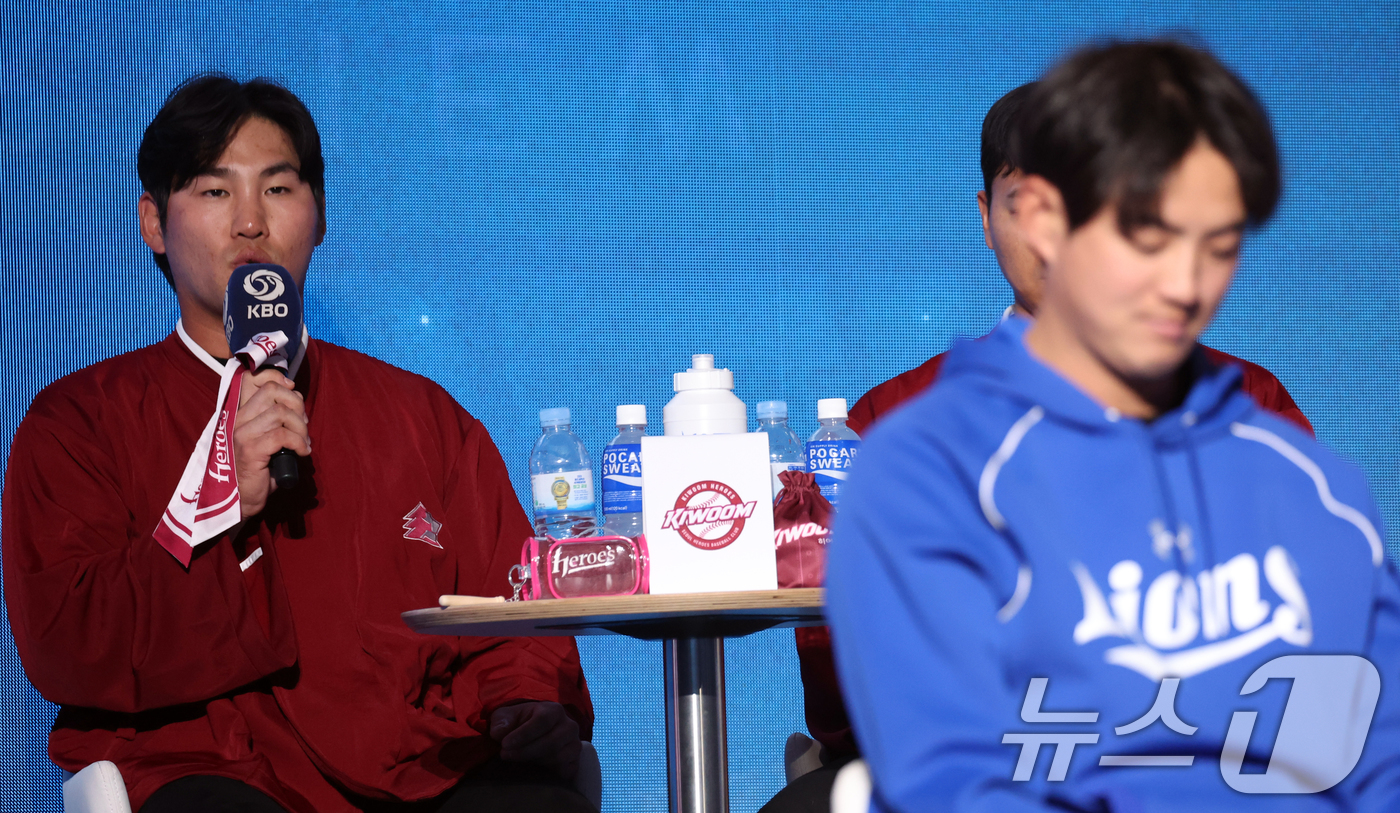 (서울=뉴스1) 김명섭 기자 = 26일 오후 서울 잠실 롯데호텔 월드에서 열린 2026 신한 SOL KBO 리그 미디어데이&팬페스트’에서 키움 히어로즈 임지열 선수가 각오를 밝하고 …