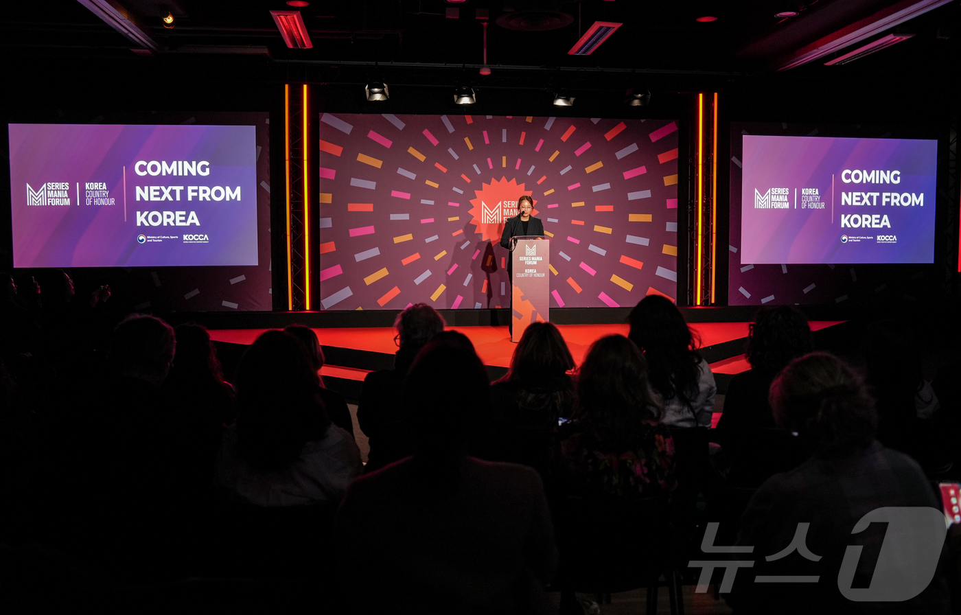(파리=뉴스1) 이준성 기자 = 25일(현지시간) 프랑스 북부 도시 릴에서 열린 ‘시리즈 마니아 2026’ 피칭 쇼케이스가 열리고 있다. 한국콘텐츠진흥원은 국내 콘텐츠 기업 8개사 …