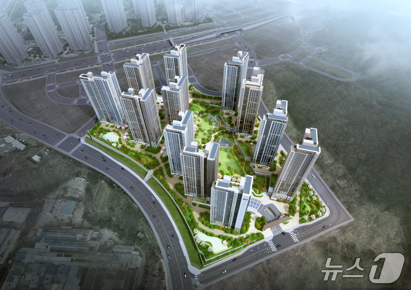 본문 이미지 - 아산탕정자이 조감도.(GS건설 제공. 재판매 및 DB금지)