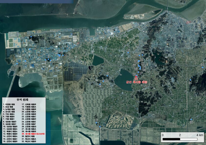 본문 이미지 - 군산 개사동 패총 유적 위치(국가유산청 제공)