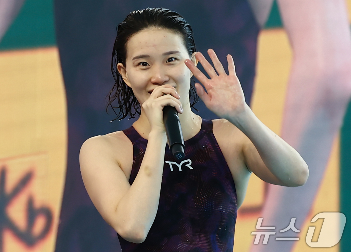 (김천=뉴스1) 김민지 기자 = 전라북도체육회 소속 한다경이 28일 오후 경북 김천실내수영장에서 열린 2026 KB금융 코리아 스위밍 챔피언십 경영 국가대표 선발대회 여자 자유형 …