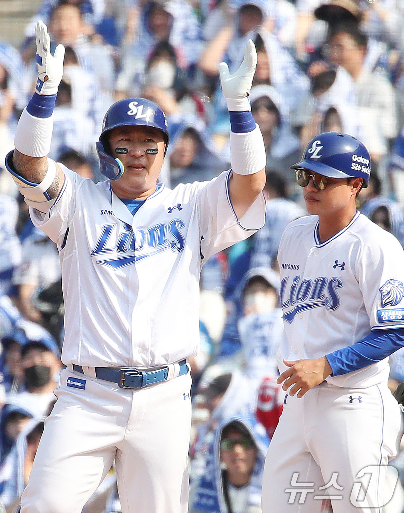 (대구=뉴스1) 공정식 기자 = 29일 오후 대구 삼성라이온즈파크에서 열린 프로야구 '2026 신한 SOL KBO리그' 롯데 자이언츠와 삼성 라이온즈의 경기, 5회말 선두타자로 나 …