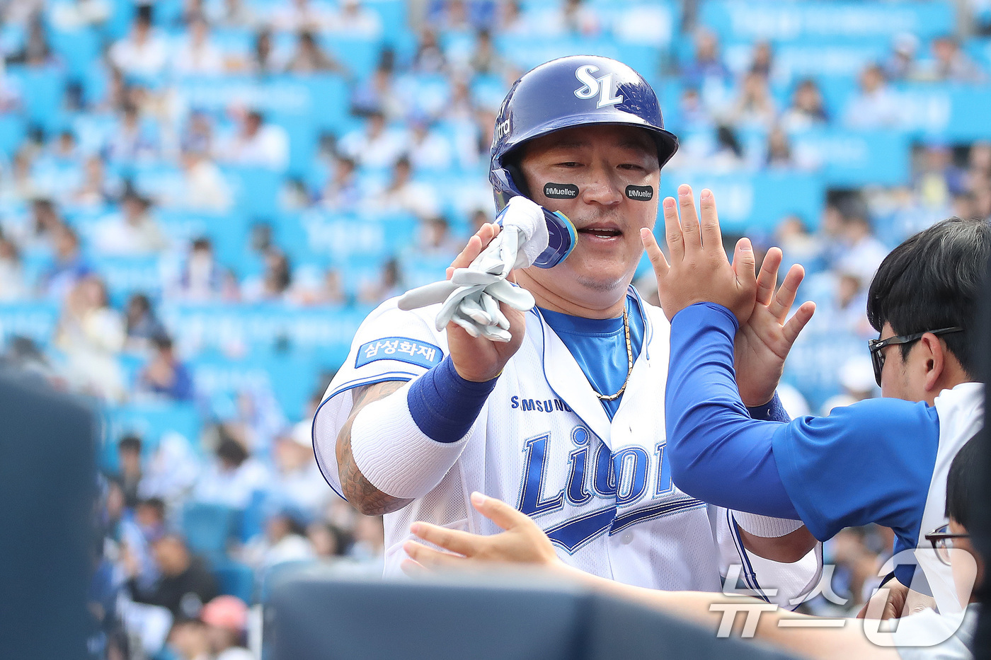 (대구=뉴스1) 공정식 기자 = 29일 오후 대구 삼성라이온즈파크에서 열린 프로야구 '2026 신한 SOL KBO리그' 롯데 자이언츠와 삼성 라이온즈의 경기, 삼성 5회말 2사 만 …