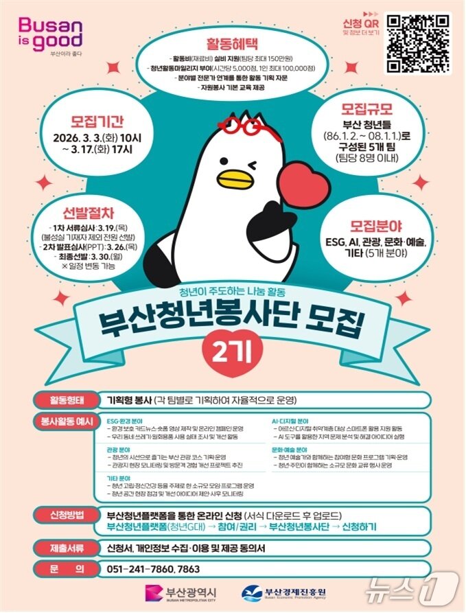 본문 이미지 - 부산청년봉사단 2기 참여팀 모집 안내 포스터.(부산경제진흥원 제공. 재판매 및 DB 금지)