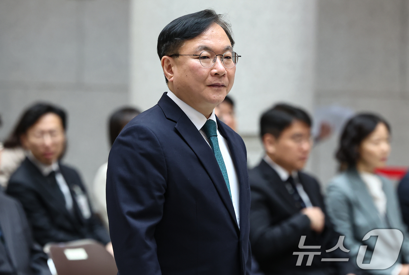 (서울=뉴스1) 김도우 기자 = 박영재 법원행정처장이 3일 서울 서초구 대법원에서 열린 노태악 대법관의 퇴임식에 참석하고 있다. 2026.3.3/뉴스1