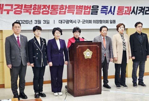 대구 구·군의회의장협 "대구경북 통합법 통과" 촉구