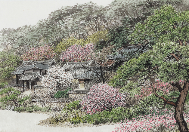 '봄의 화가', 봄기운을 몰고 오다…오용길 '수묵 풍경'의 정수 선봬