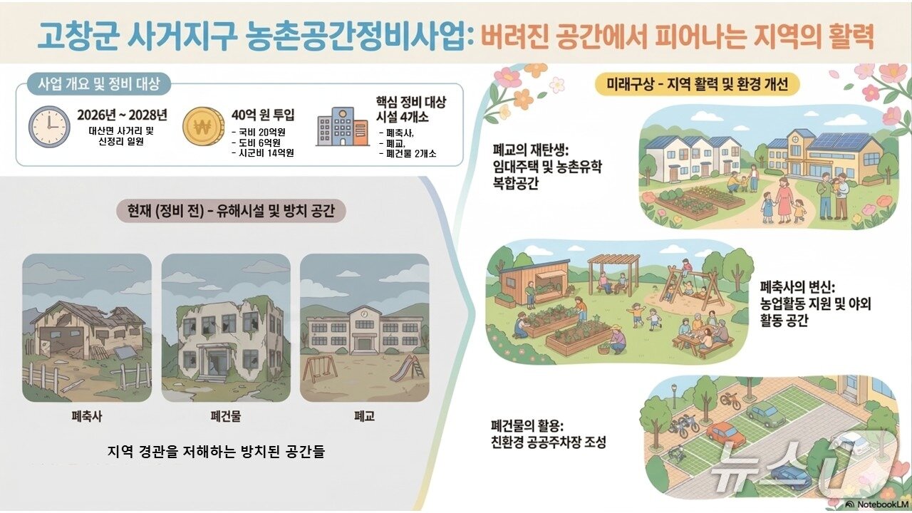 본문 이미지 - 전북 고창군 사거지구 농촌공간정비사업 인포그래픽.(전북도 제공. 재판매 및 DB금지)/뉴스1