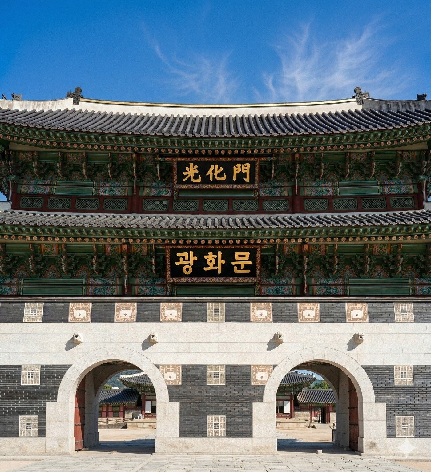 본문 이미지 - 광화문 한글현판 설치 예상도. 위 한자 아랫 한글