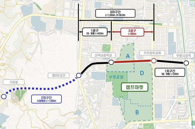 4월부터 인천 부평동~장고개 도로 개통…이동시간 15분→5분 단축