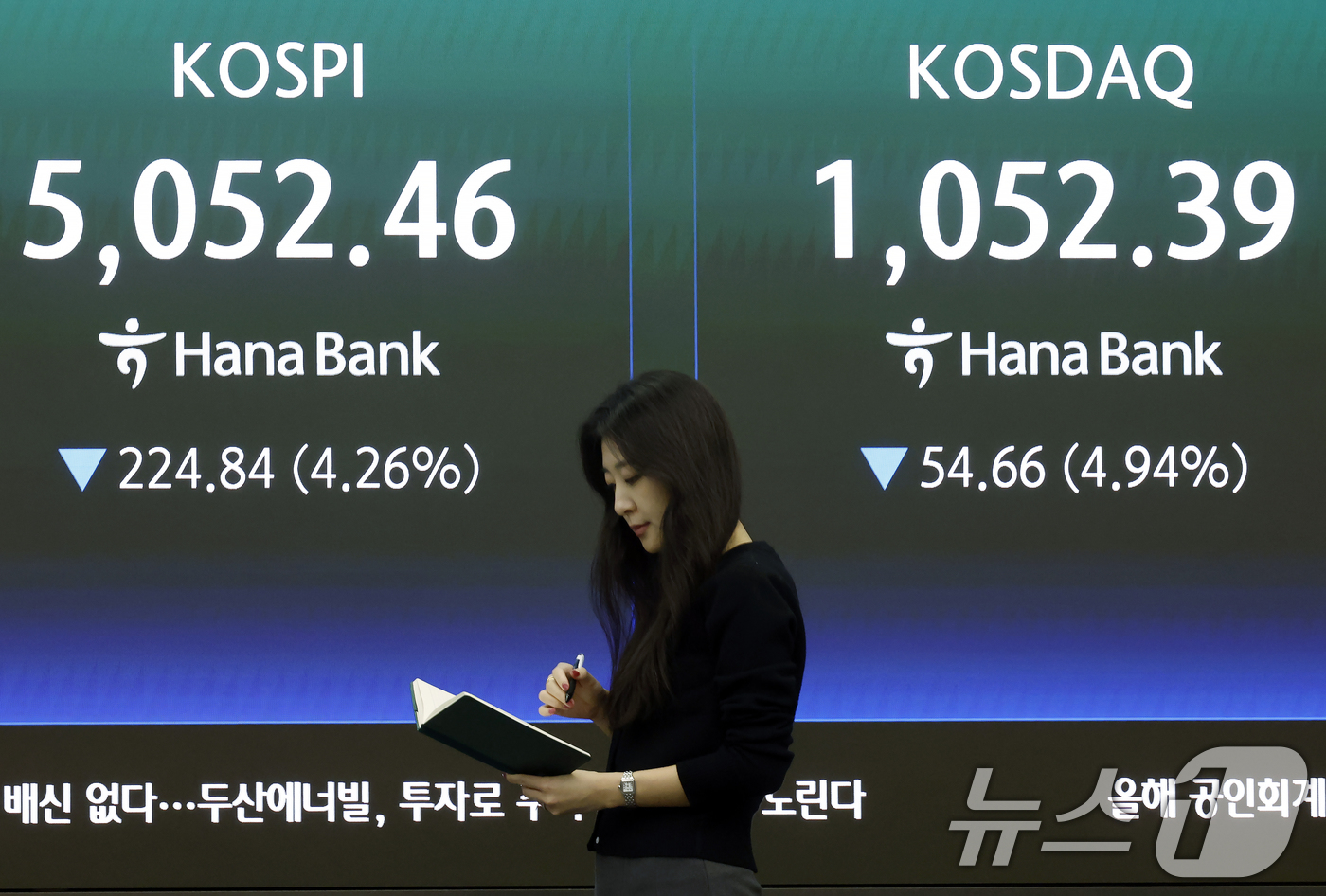 (서울=뉴스1) 박정호 기자 = 외국인 투자자들의 국내 주식 순매도가 이어지고, 달러·원 환율이 2009년 금융위기 이후 처음으로 1530원을 돌파한 31일 오후 서울 중구 하나은 …