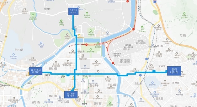 대전 천변고속화도로 통제에 버스전용차로 일부 구간 단속 유예