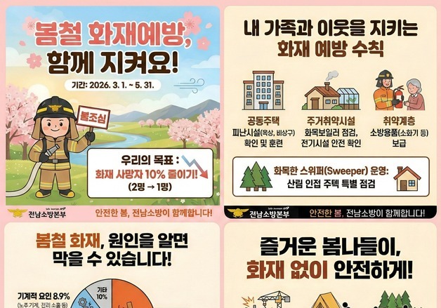 "담배꽁초가 원인 절반 이상"…전남소방, 봄철 화재예방 특별대책 추진