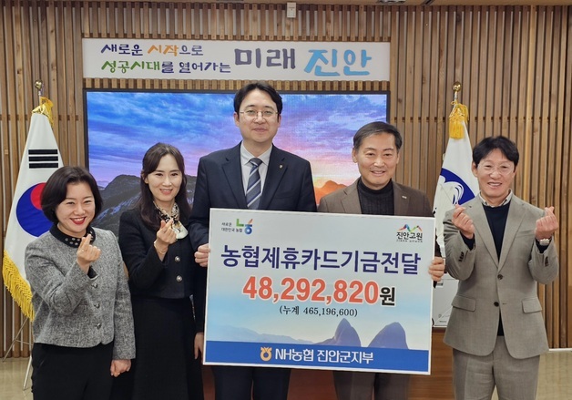 NH농협 진안군지부, 제휴카드 적립금 4829만원 진안군에 전달