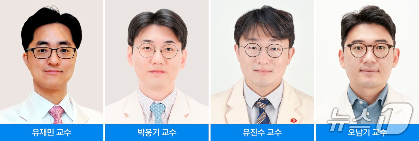 본문 이미지 - 유재민·박웅기 유방외과 교수와 유진수·오남기 이식외과 교수(삼성서울병원 제공)