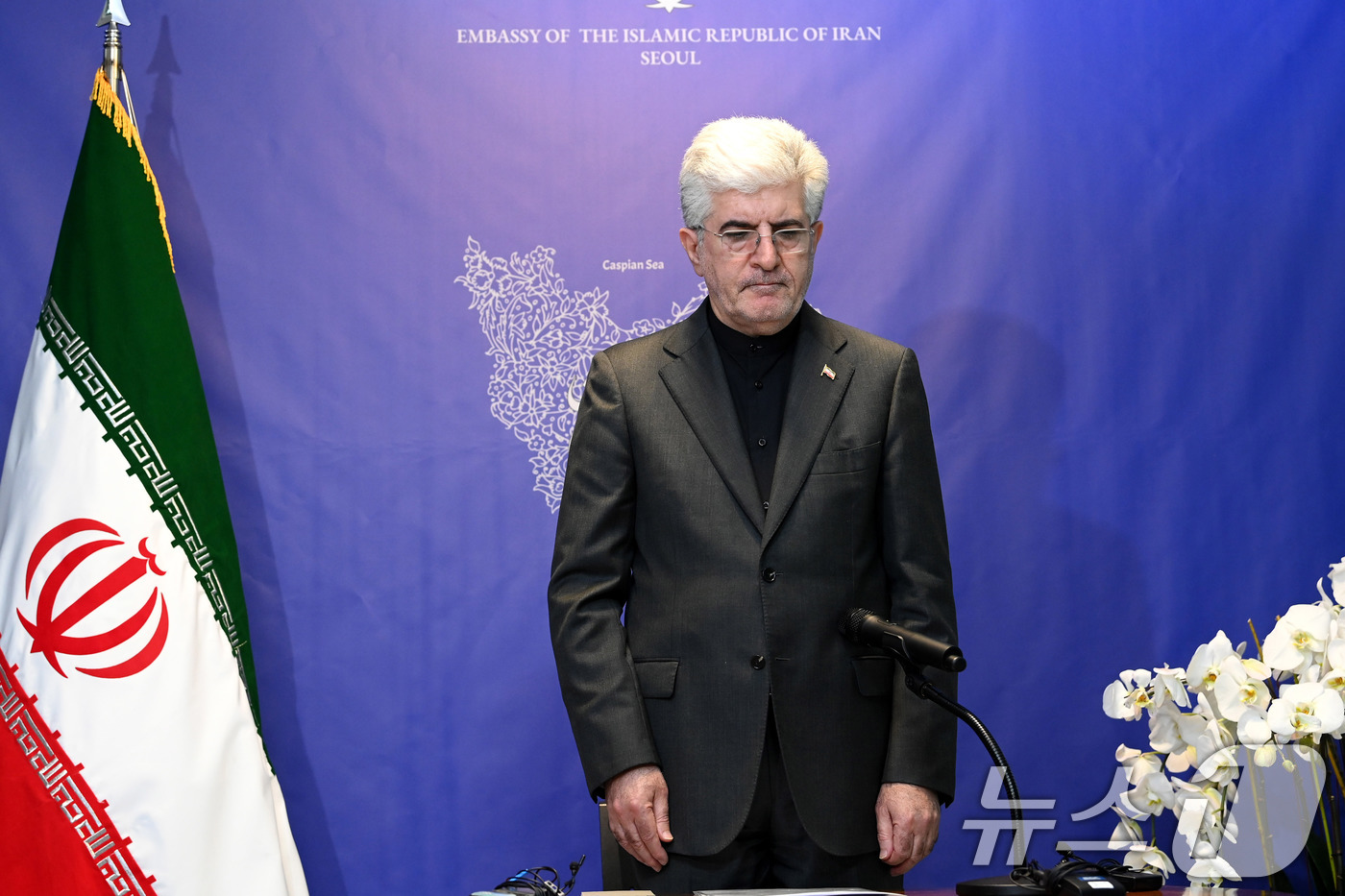 (서울=뉴스1) 최지환 기자 = 사이드 쿠제치 주한 이란 대사가 5일 오전 서울 용산구 주한 이란 대사관에서 미국·이스라엘의 대이란 공격과 관련한 이란 정부의 입장을 발표하기에 앞 …