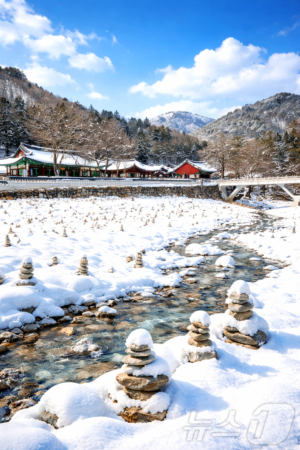 (인제=뉴스1) 이종재 기자 = 절기상 개구리가 겨울잠에서 깨어난다는 경칩(驚蟄)인 5일 강원 인제군 북면 백담사 일대가 최근 내린 눈으로 뒤덮여 있다.(인제군 제공. 재판매 및 …