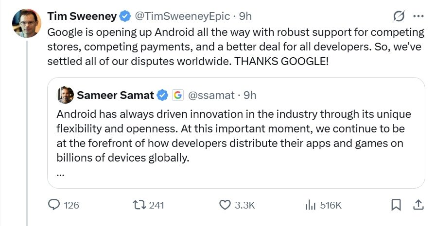 본문 이미지 - (팀 스위니 에픽게임즈 최고경영자(CEO) 엑스 갈무리)