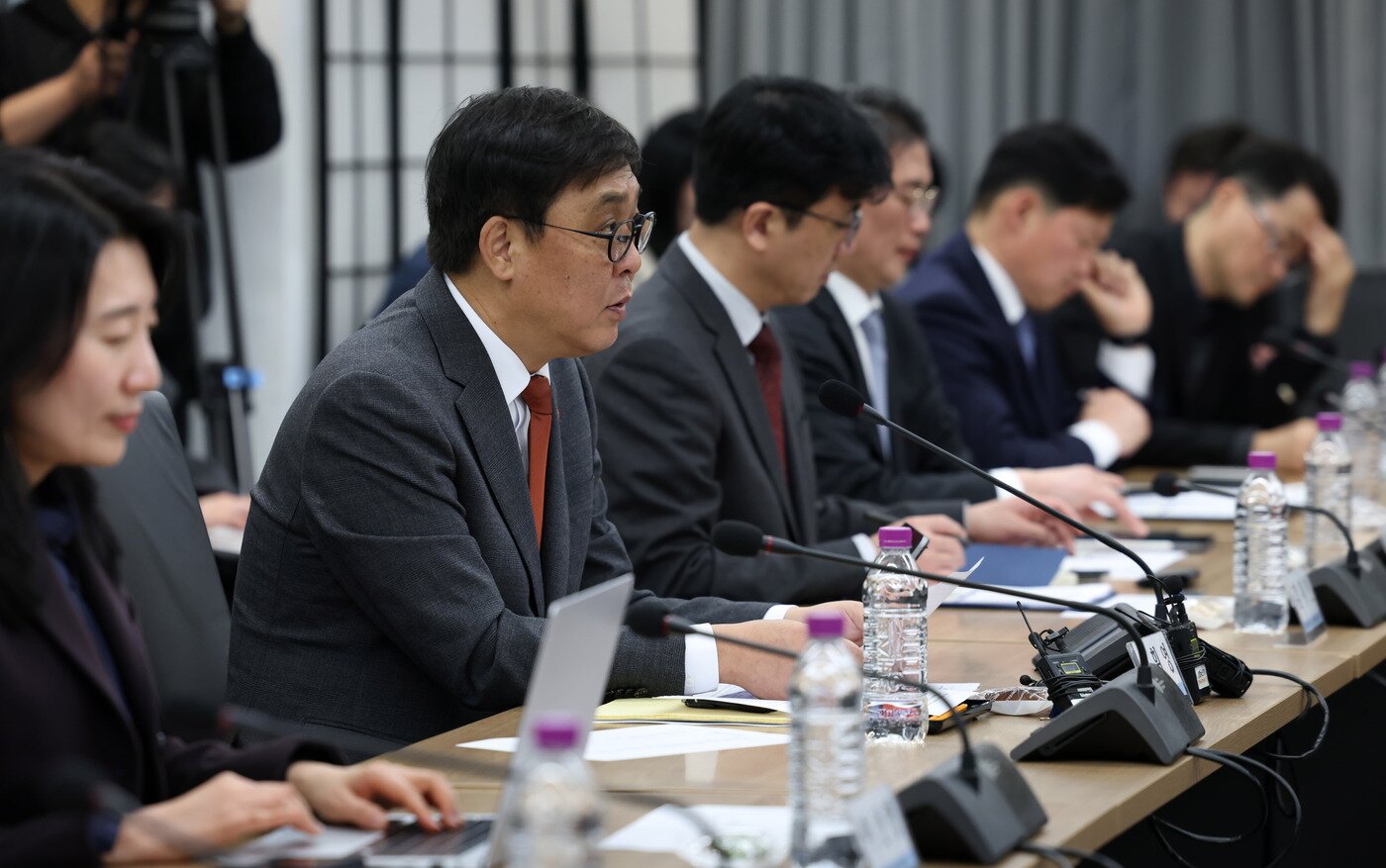 본문 이미지 - 최휘영 문화체육관광부 장관이 5일 서울 종로구 국립현대미술관 서울관에서 열린 ‘공연·스포츠 암표 방지 민관협의체 발대식’에서 인사말을 하고 있다.