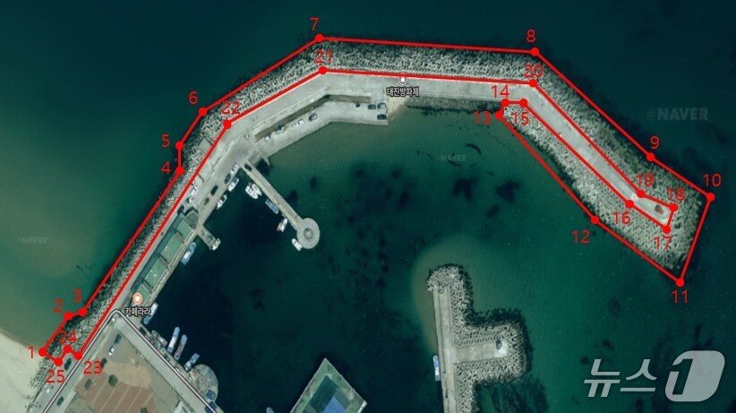 본문 이미지 - 동해 대진항 북방파제 테트라포드.(동해해경 제공, 재판매 및 DB 금지)