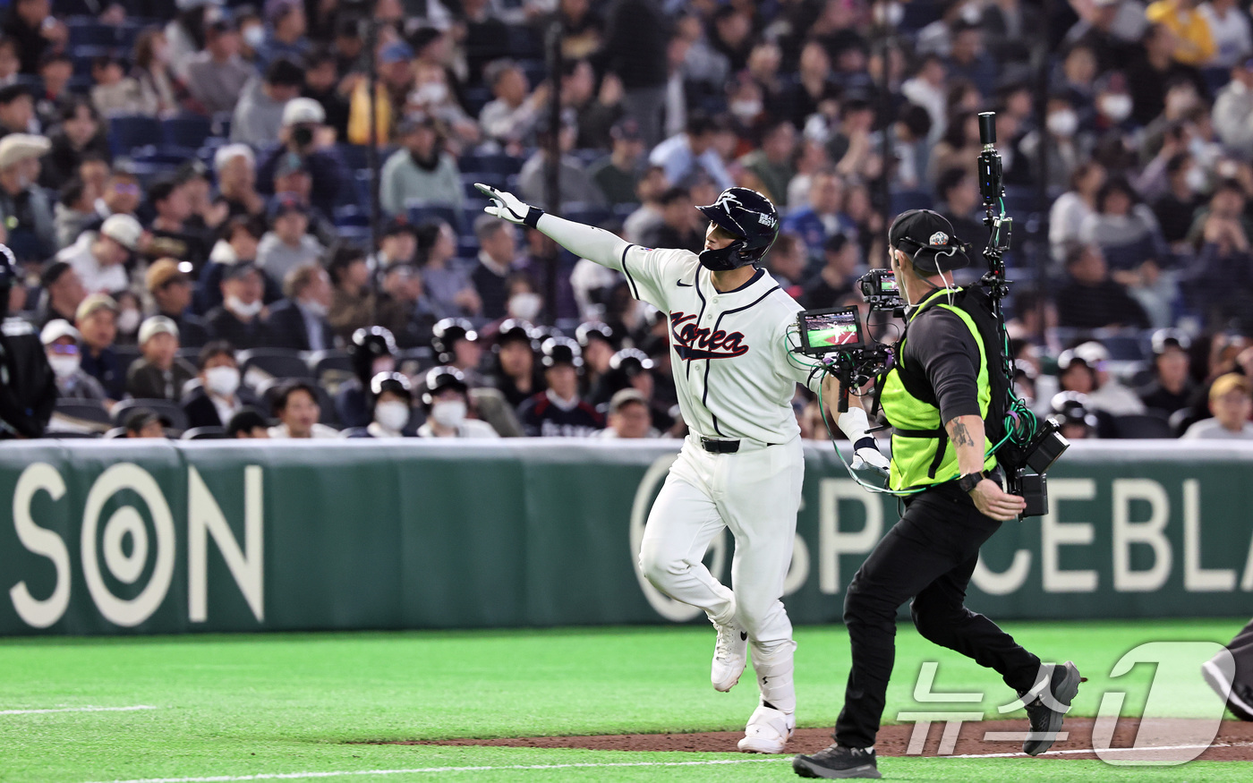 (도쿄=뉴스1) 구윤성 기자 = 5일 오후 일본 도쿄돔에서 열린 2026 월드베이스볼클래식 C조 1차전 대한민국과 체코의 경기. 대한민국의 3회말 1사 주자 없는 상황, 셰이 위트 …