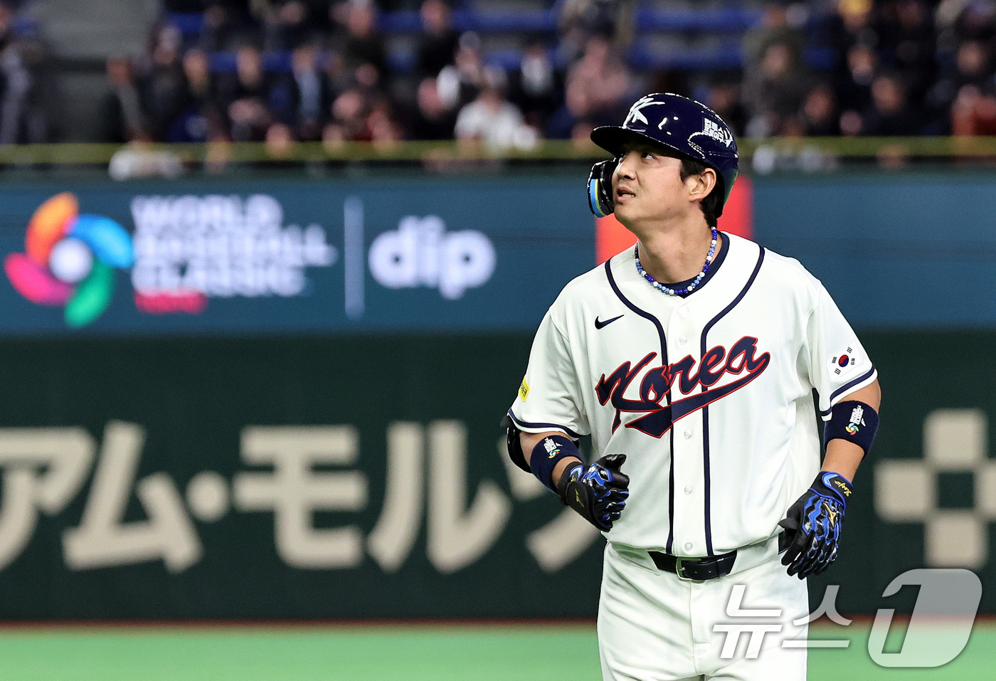 (도쿄=뉴스1) 구윤성 기자 = 5일 오후 일본 도쿄돔에서 열린 2026 월드베이스볼클래식 C조 1차전 대한민국과 체코의 경기. 대한민국의 8회말 선두타자 구자욱이 뜬공으로 물러나 …