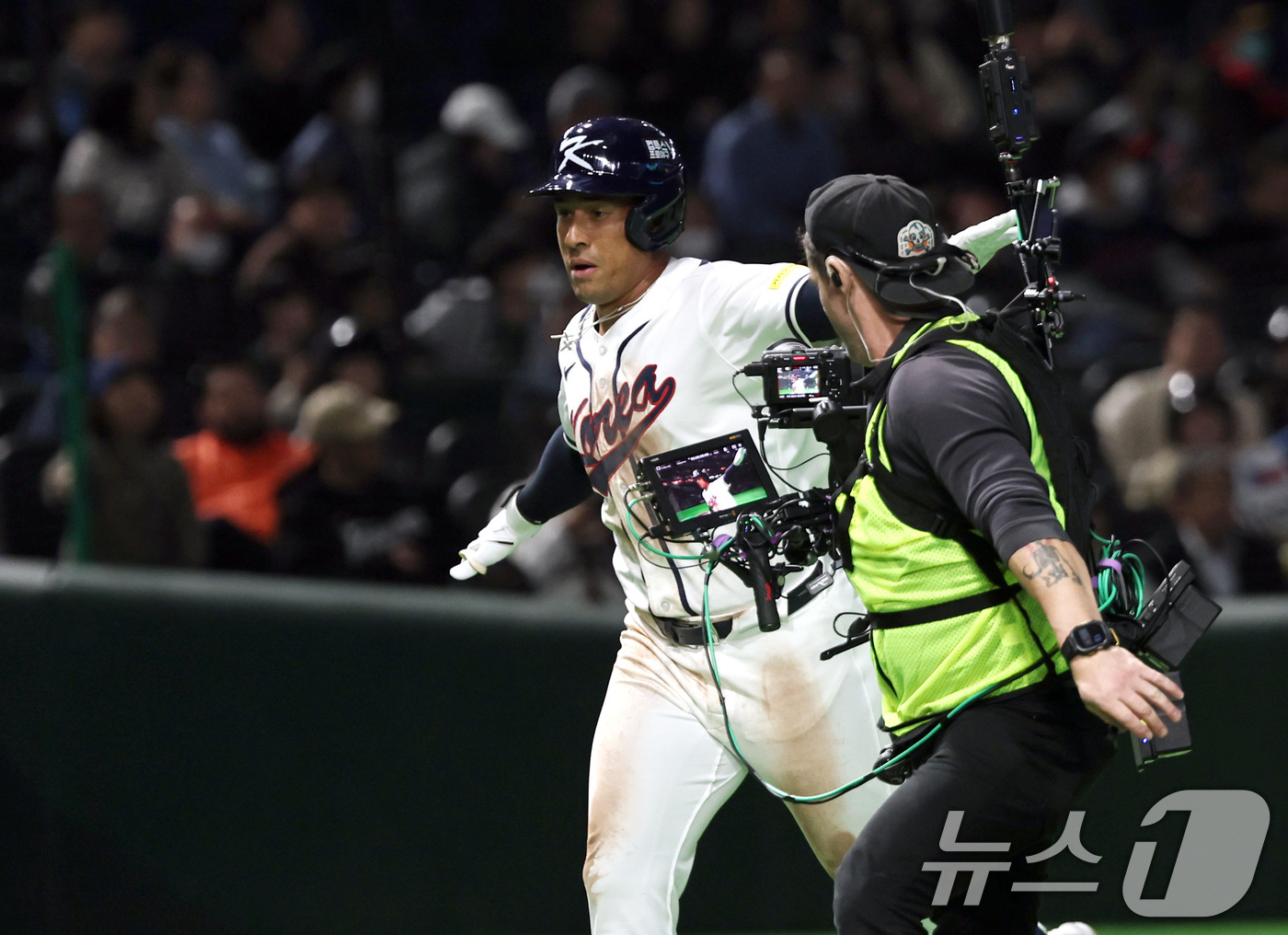 (도쿄=뉴스1) 구윤성 기자 = 5일 오후 일본 도쿄돔에서 열린 2026 월드베이스볼클래식 C조 1차전 대한민국과 체코의 경기. 대한민국의 8회말 2사 주자없는 상황때 저마이 존스 …