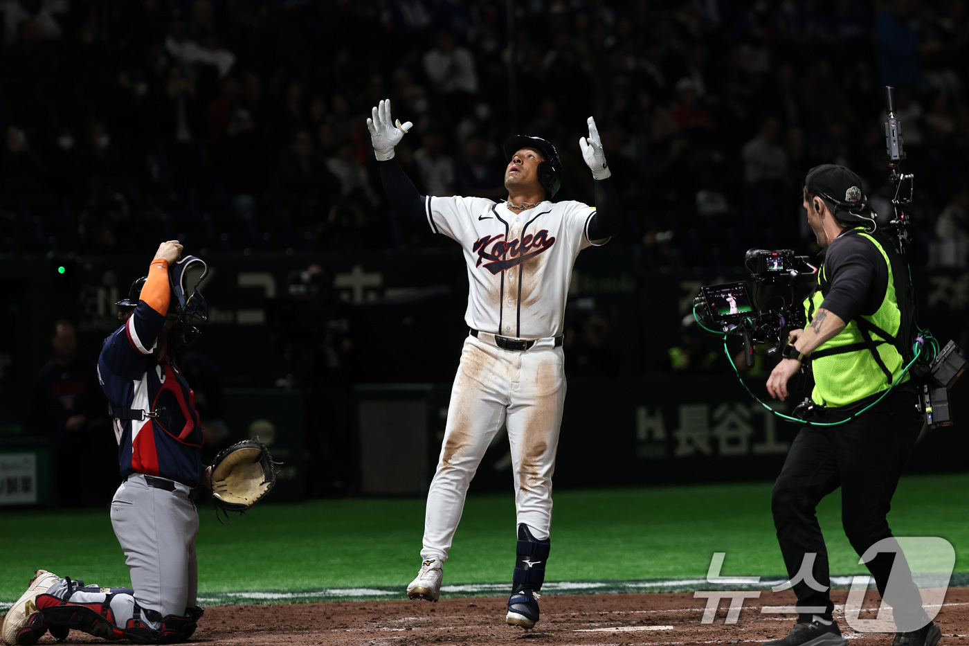 (도쿄=뉴스1) 구윤성 기자 = 5일 오후 일본 도쿄돔에서 열린 2026 월드베이스볼클래식 C조 1차전 대한민국과 체코의 경기. 대한민국의 8회말 2사 주자없는 상황때 저마이 존스 …