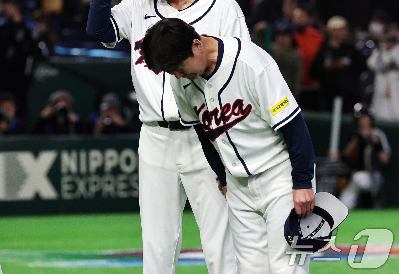 (도쿄=뉴스1) 구윤성 기자 = 5일 오후 일본 도쿄돔에서 열린 2026 월드베이스볼클래식 C조 1차전 대한민국과 체코의 경기. 체코를 상대로 11대 4 승리를 거둔 대한민국 류지 …