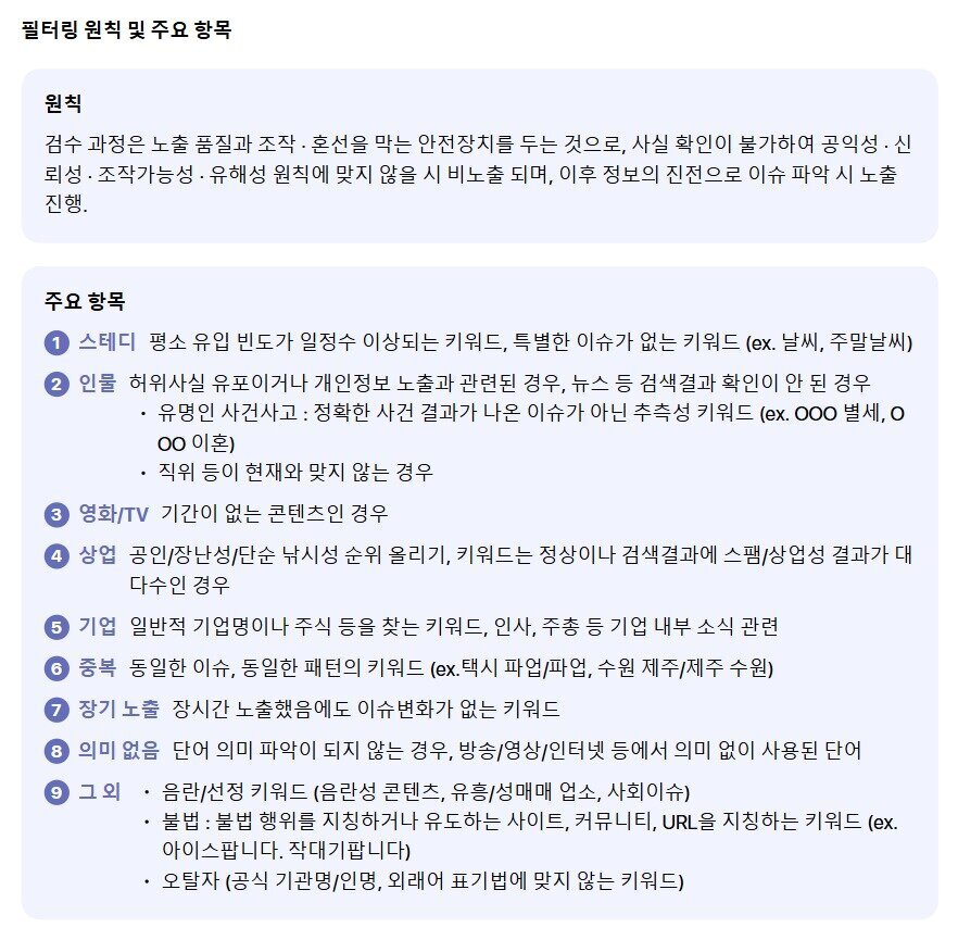 본문 이미지 - 다음 '실시간 트렌드' 필터링 원칙 (AXZ 제공)