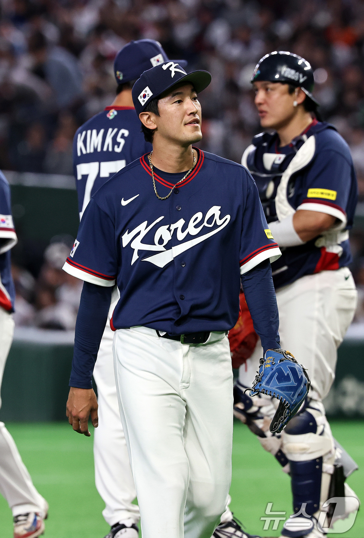 (도쿄=뉴스1) 구윤성 기자 = 7일 오후 일본 도쿄돔에서 열린 2026 월드베이스볼클래식 C조 조별리그 대한민국과 일본의 경기. 대한민국 선발투수 고영표가 3회말 일본의 오타니, …