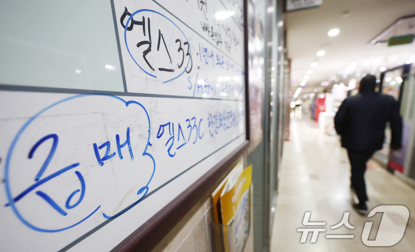 (서울=뉴스1) 김민지 기자 = 강남3구(서초·강남·송파)와 용산구를 중심으로 아파트 가격 상승세가 둔화되는 가운데 8일 서울 송파구의 한 부동산에 급매 안내문이 붙어 있다.이날 …