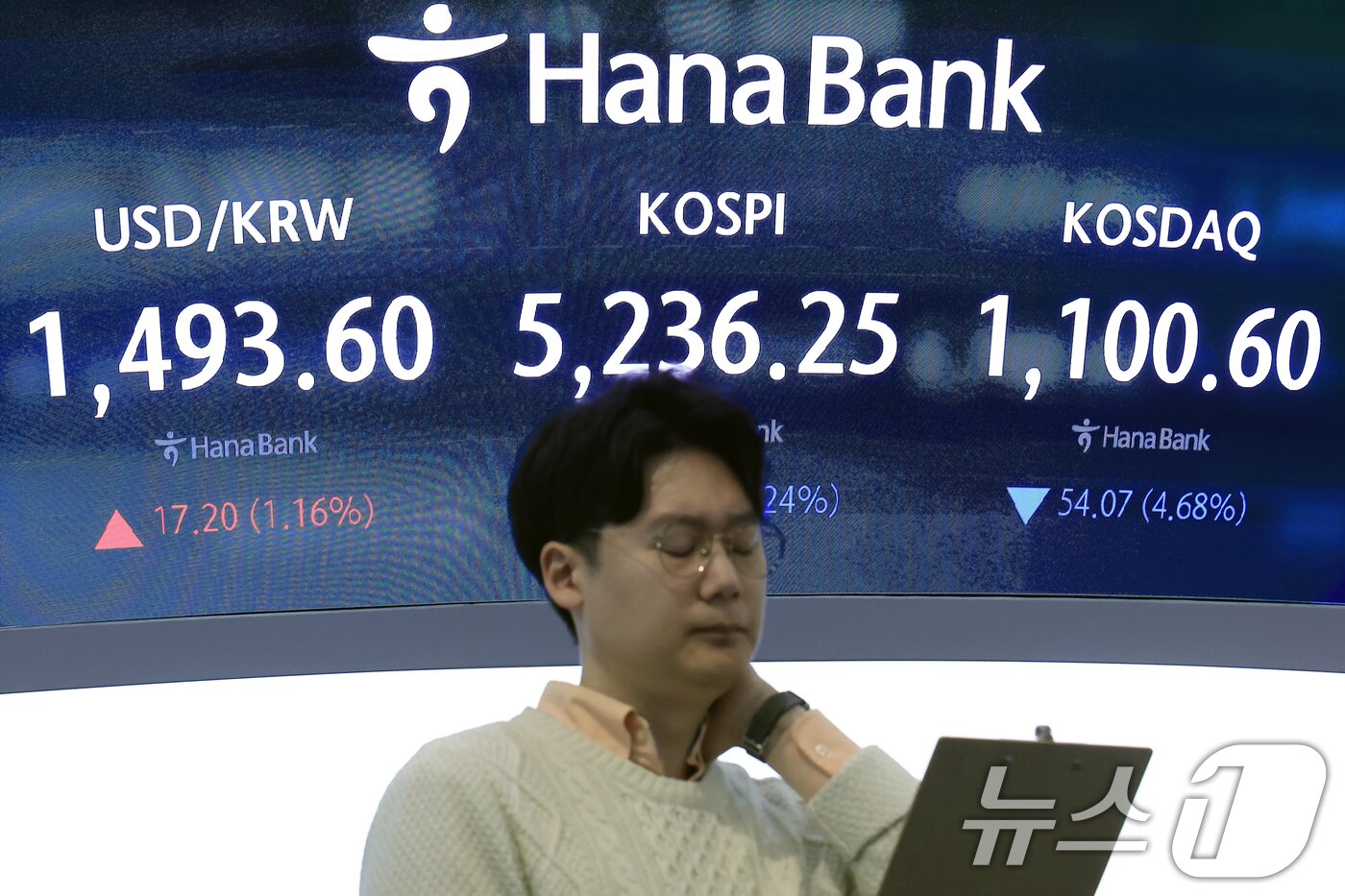 본문 이미지 - 9일 서울 중구 하나은행 딜링룸 전광판에 코스피 등 시황이 표시되고 있다. 2026.3.9 ⓒ 뉴스1 박정호 기자