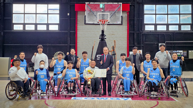 코웨이, 장애인 체육 진흥 공로 문체부 표창…블루휠스 운영 결실