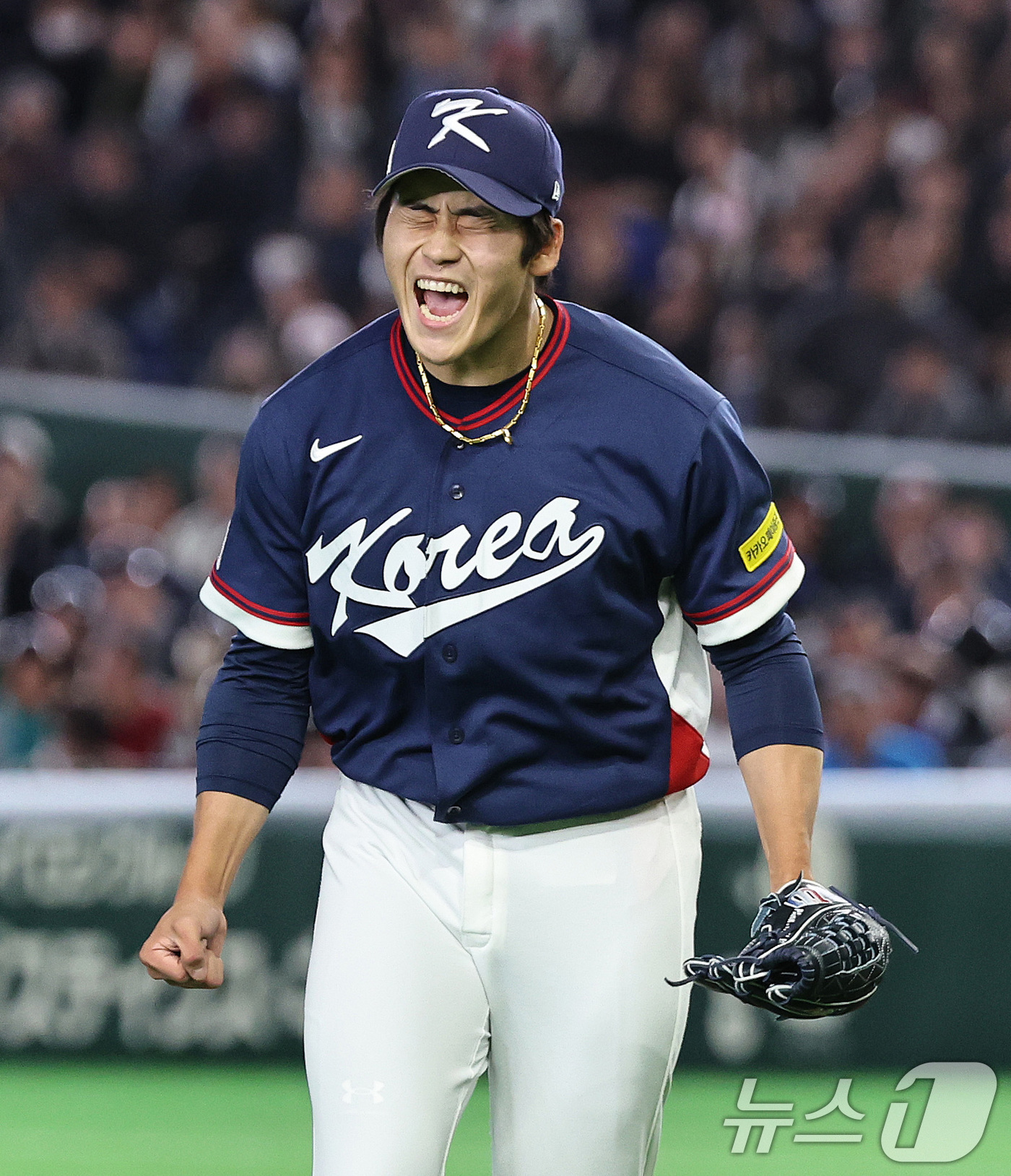 (도쿄=뉴스1) 구윤성 기자 = 9일 일본 도쿄돔에서 열린 2026 월드베이스볼클래식 조별리그 C조 대한민국과 호주의 경기. 대한민국 박영현이 호주의 6회말 공격을 더블플레이로 막 …