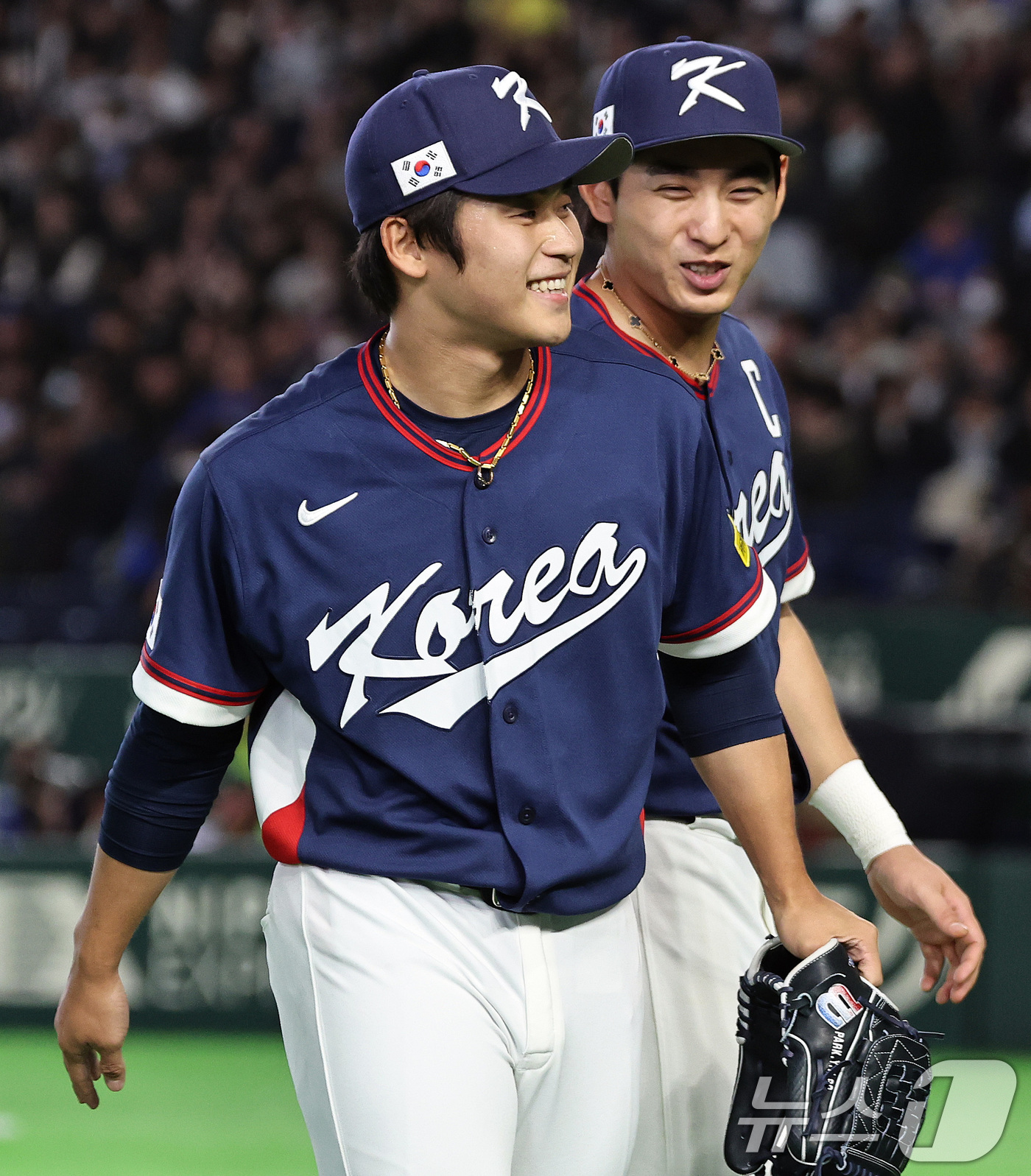 (도쿄=뉴스1) 구윤성 기자 = 9일 일본 도쿄돔에서 열린 2026 월드베이스볼클래식 조별리그 C조 대한민국과 호주의 경기. 대한민국 박영현이 호주의 6회말 공격을 더블플레이로 막 …