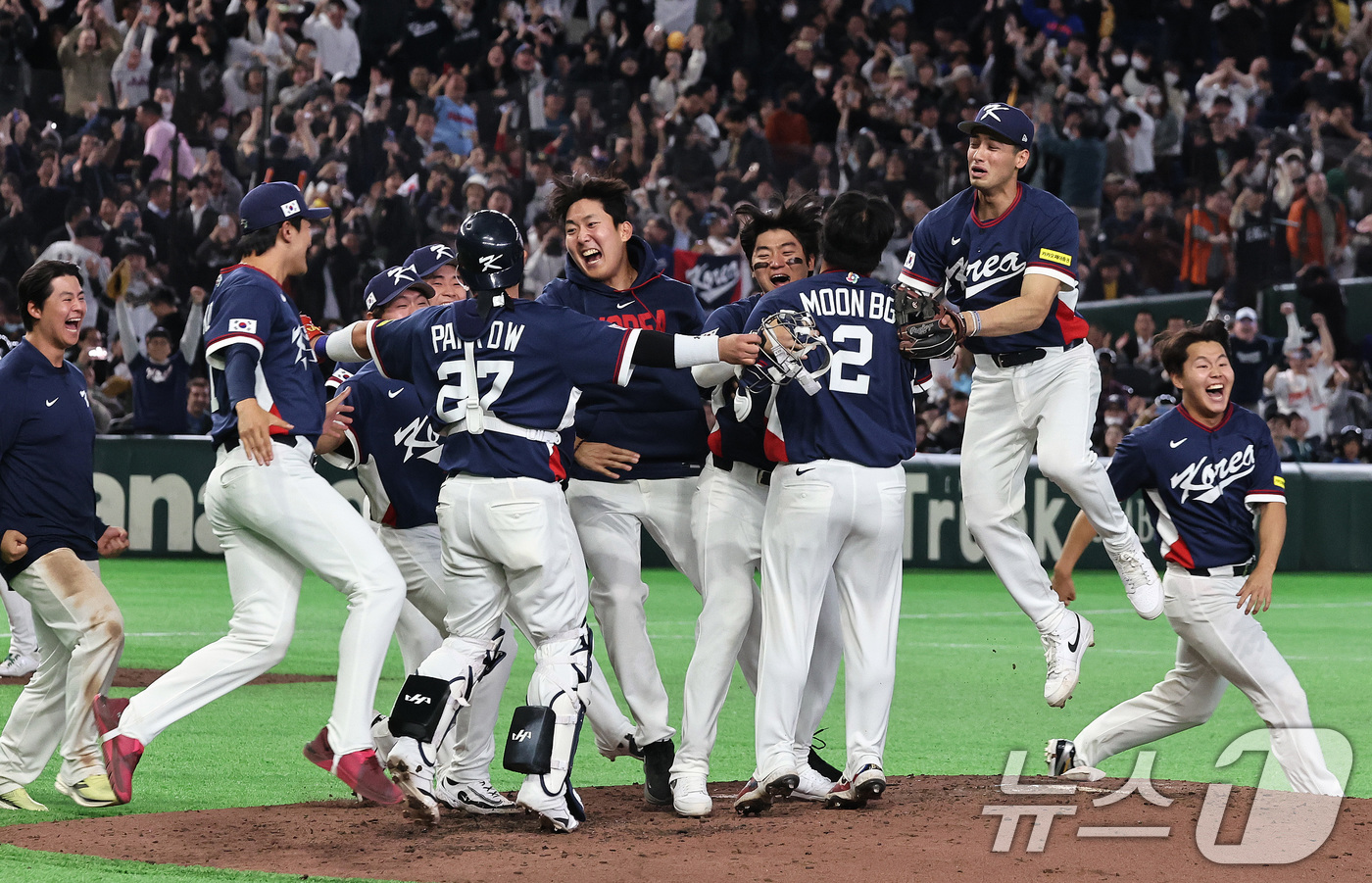 (도쿄=뉴스1) 구윤성 기자 = 9일 일본 도쿄돔에서 열린 2026 월드베이스볼클래식(WBC) 조별리그 C조 대한민국과 호주의 경기, 7-2 승리로 8강 진출을 확정지은 대한민국 …