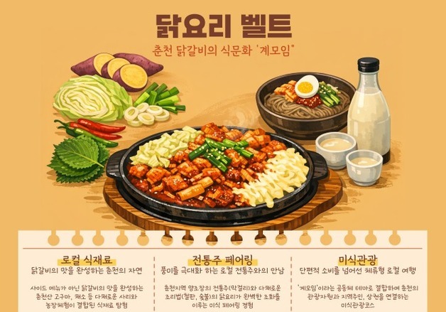 춘천시, 닭요리 K-미식벨트 공모 선정…'K-미식 관광도시 발판 마련'