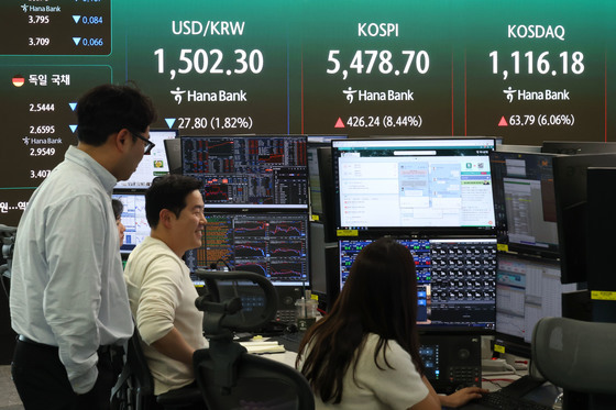 코스피 '급등' 5400선 마감, 원달러환율은 '하락'