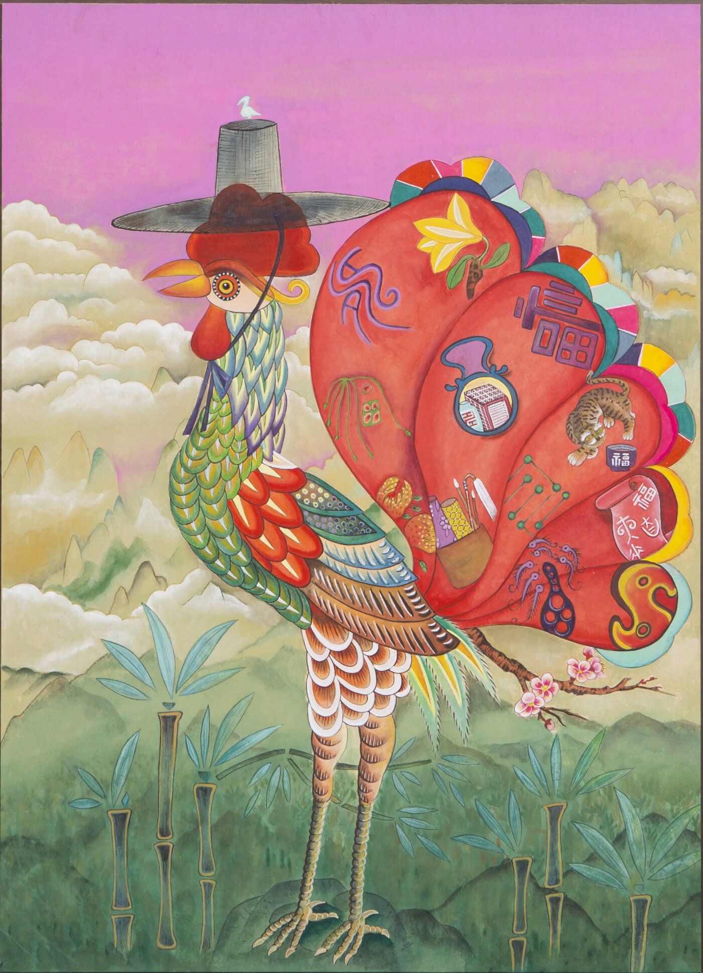 본문 이미지 - 김미영, 백수백복(닭)_55x75_2022년 6월 7일 (갤러리지지향 제공)