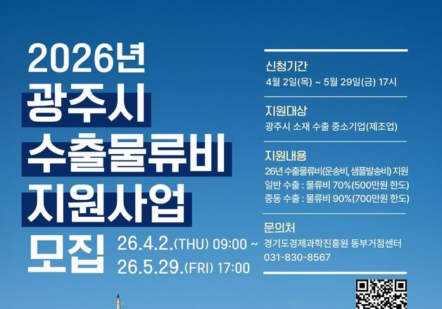 경기 광주시, 수출물류비 지원사업 참여 기업 모집