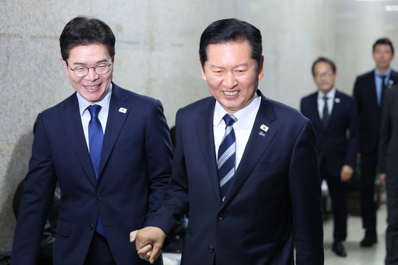 면담 향하는 정청래·정원오