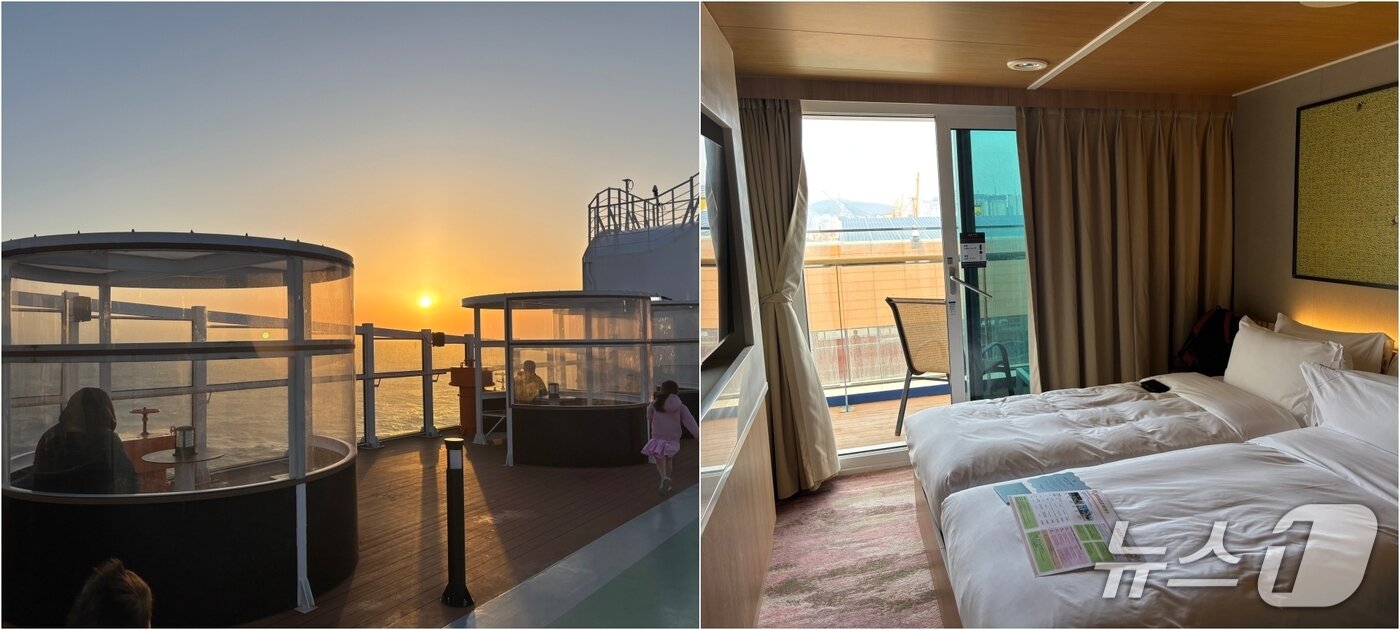 본문 이미지 - 팬스타 미라클 호 8층에 설치된 시설과 6층 발코니스위트 객실 모습. ⓒ 뉴스1 홍윤 기자
