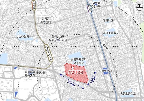 미아동 345-1 일대 재개발 확정…최고 25층·1205가구 추진