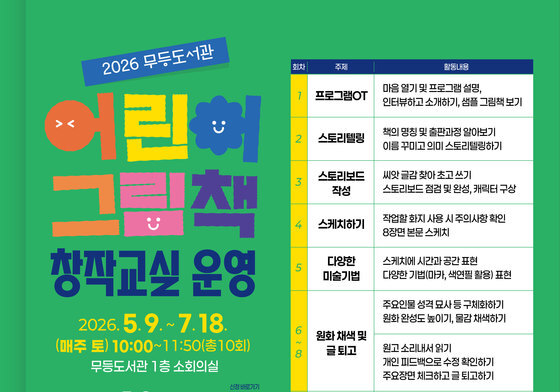 광주시립도서관, '어린이 그림책 창작교실' 운영…15일부터 선착순 모집