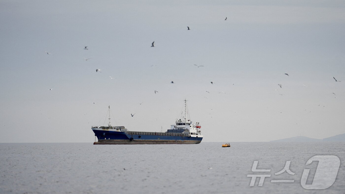 본문 이미지 - 오만 무산담주 해안 인근 호르무즈해협을 지나는 선박. ⓒ 로이터=뉴스1
