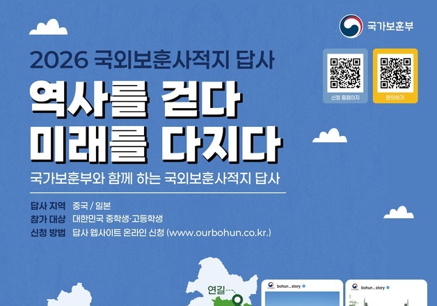 2026년 국외 보훈사적지 답사 참가자 모집…중·고생 830명 대상