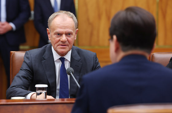 한·폴란드 확대회담 발언하는 투스크 총리