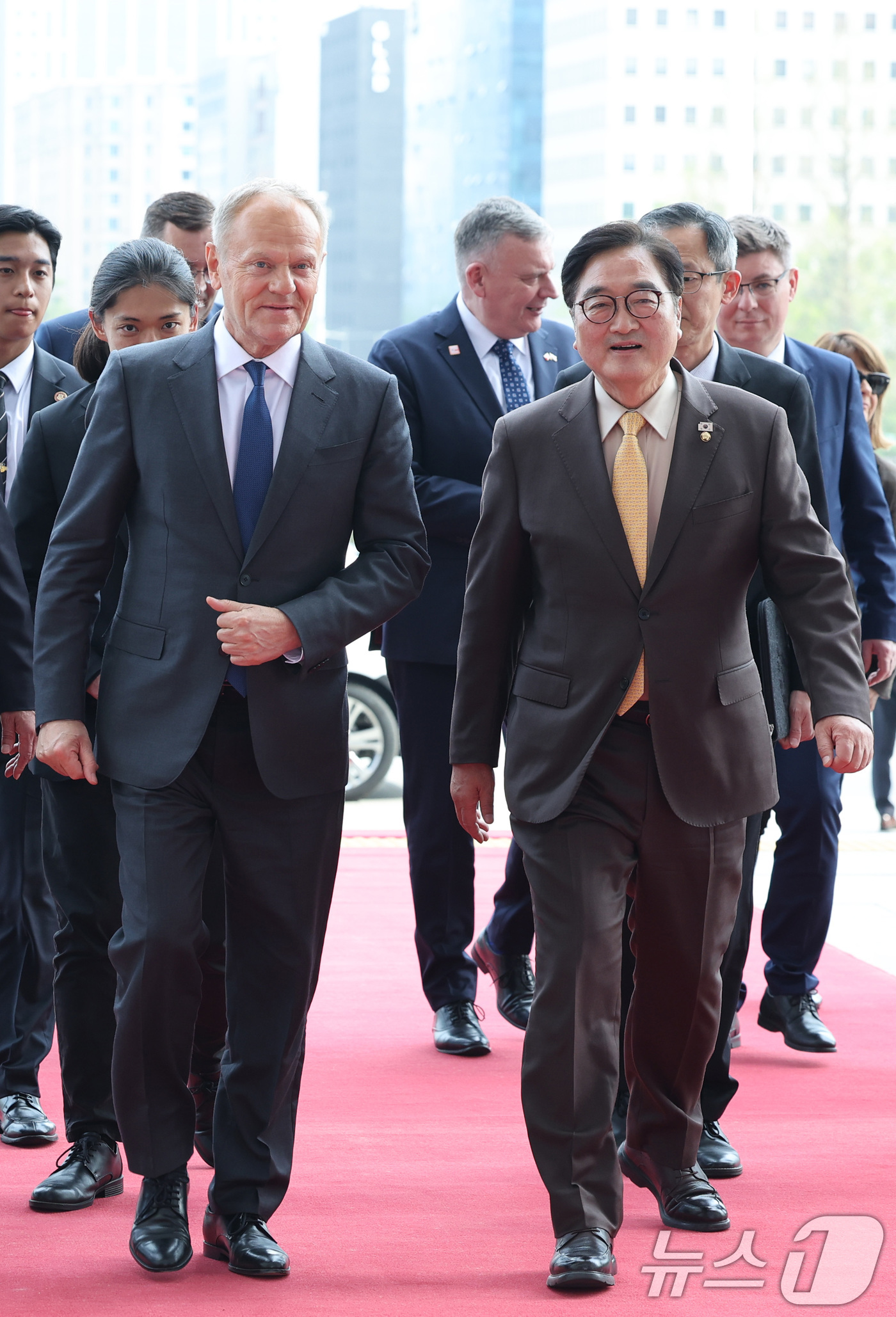 (서울=뉴스1) 신웅수 기자 = 우원식 국회의장이 13일 서울 여의도 국회에서 도날드 투스크 폴란드 총리를 접견하고 있다. 2026.4.13/뉴스1