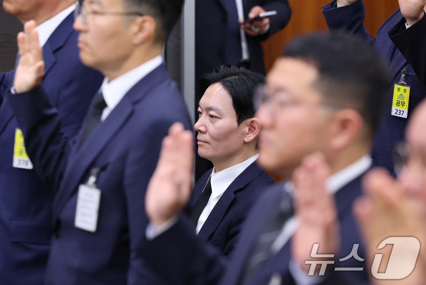 (서울=뉴스1) 신웅수 기자 = '쌍방울 대북 송금' 사건을 수사했던 박상용 검사가 14일 서울 여의도 국회 윤석열정권정치검찰조작기소의혹사건진상규명국정조사특별위원회에서 열린 쌍방울 …